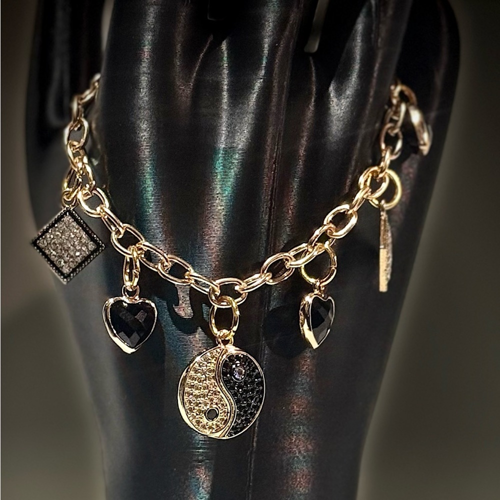 Gold and Black Charm Bracelet